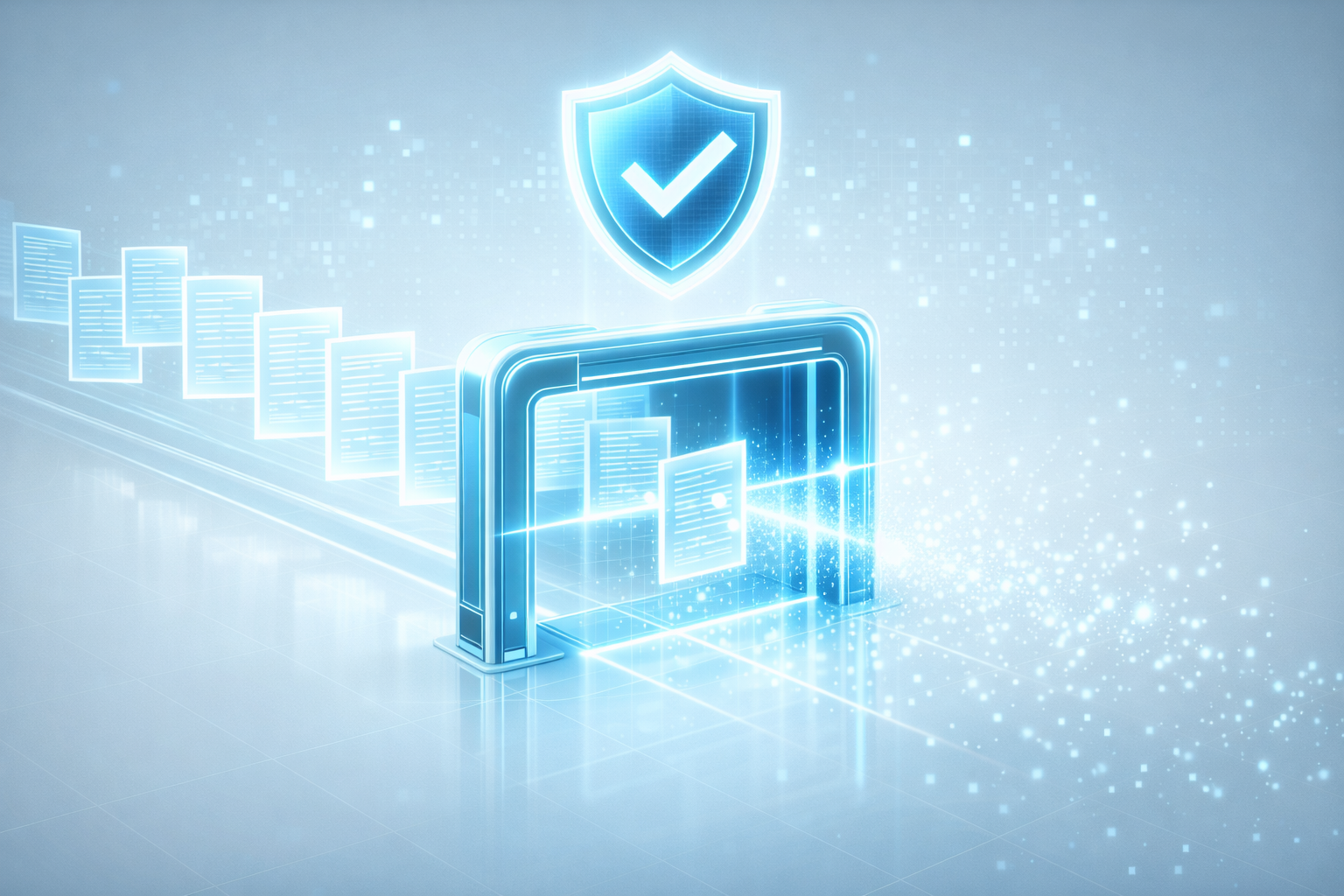 3D visualization of a secure digital scanning gate for AI detection